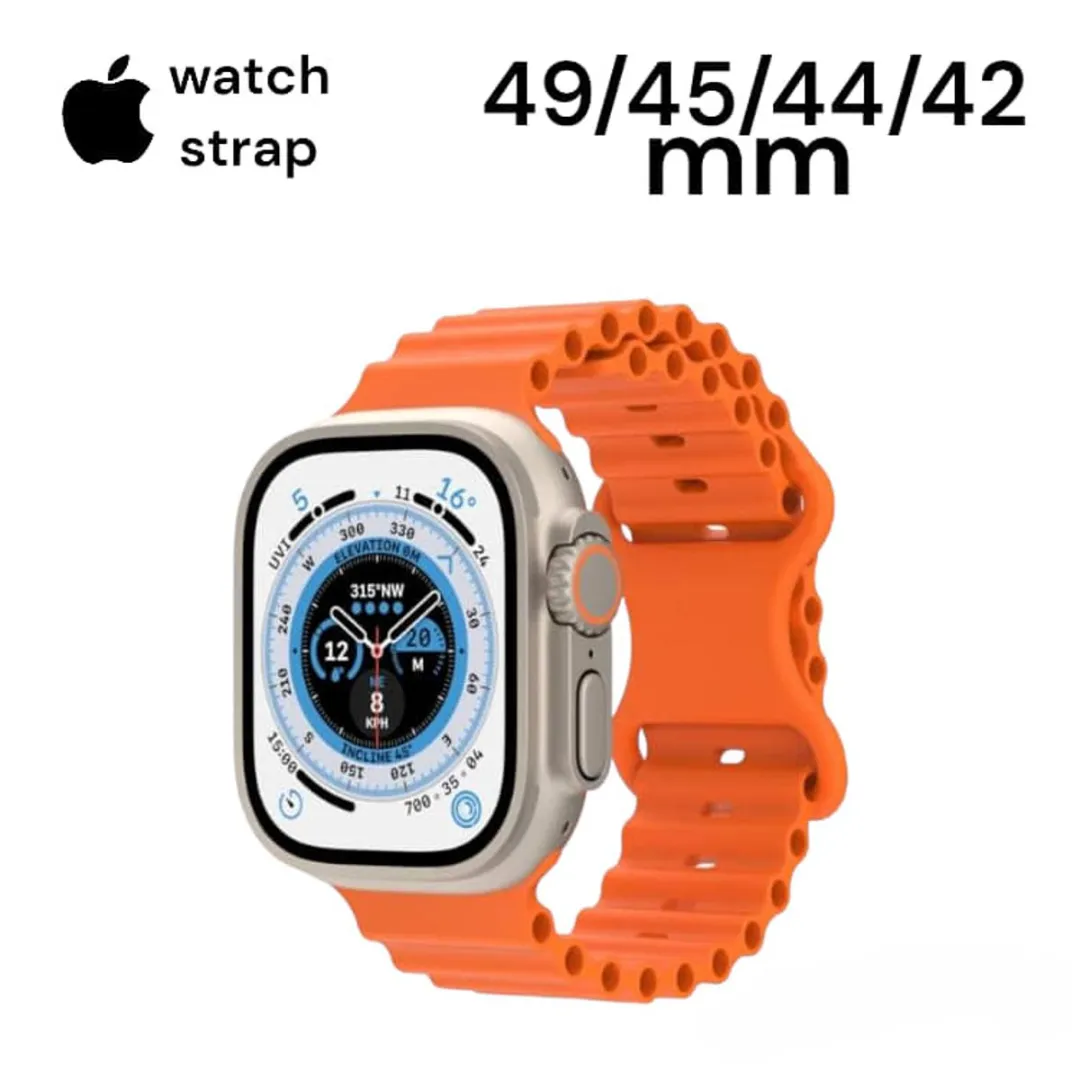 Premium Ocean Band Strap For Apple Iwatch Bands Silicone Watchband Sport Bracelet Belt Iwatch Series 8 Ultra For 49Mm/45Mm/44Mm/42Mm (Orange) - Price in Bangladesh