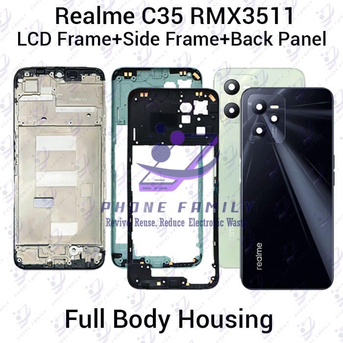 Realme C35 RMX3511 Full Body Housing With Camera Glass (LCD Frame, Side/Middle Frame, Back Panel/Backshell) - Price in Bangladesh
