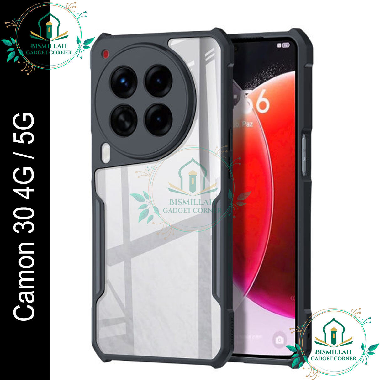 Xundd Back Cover for Tecno Camon 30 4G/5G Transparent Hybrid Hard PC Back Bumper