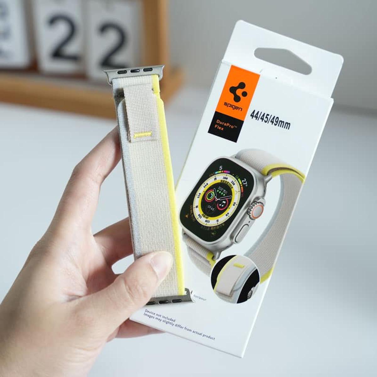 premium spigen alpine loop nylon strap for apple watch ultra 49mm 45mm 44mm 42mm (Yellow & Beige) - Price in Bangladesh