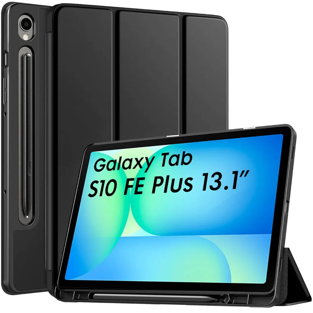 Premium Flip Case For Samsung Galaxy Tab S10 Fe Plus 13.1 Inch Cover Case With [Pencil Holder] [Soft Flexible Case] ​​For Samsung Tab S10 Fe Plus 13.1 Inch Tablet [Auto Sleep Wake Support] - Black - Navy Blue Phone Cases & Covers Price in Bangladesh - Mobile.com.bd