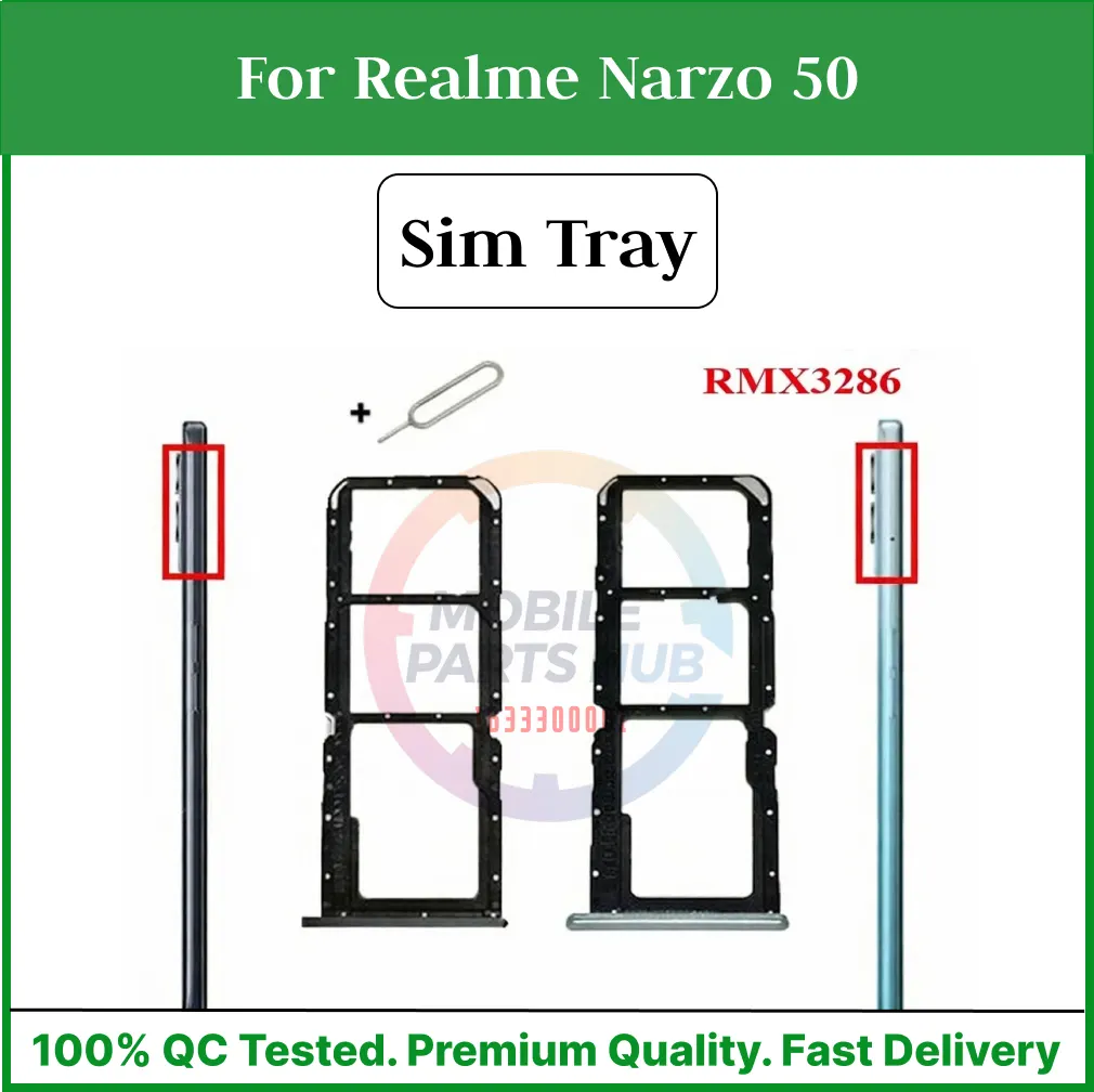 For Realme Narzo 50 Sim Tray Micro SD Card Slot with Sim Ejector Pin Replacement Parts Sim Trays & Ejector Pins Price in Bangladesh - Mobile.com.bd