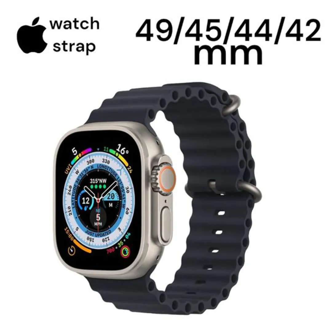 Premium Ocean Band Strap For Apple Iwatch Bands Silicone Watchband Sport Bracelet Belt Iwatch Series 8 Ultra For 49Mm/45Mm/44Mm/42Mm (Midnight) Smartwatch Accessories Price in Bangladesh - Mobile.com.bd