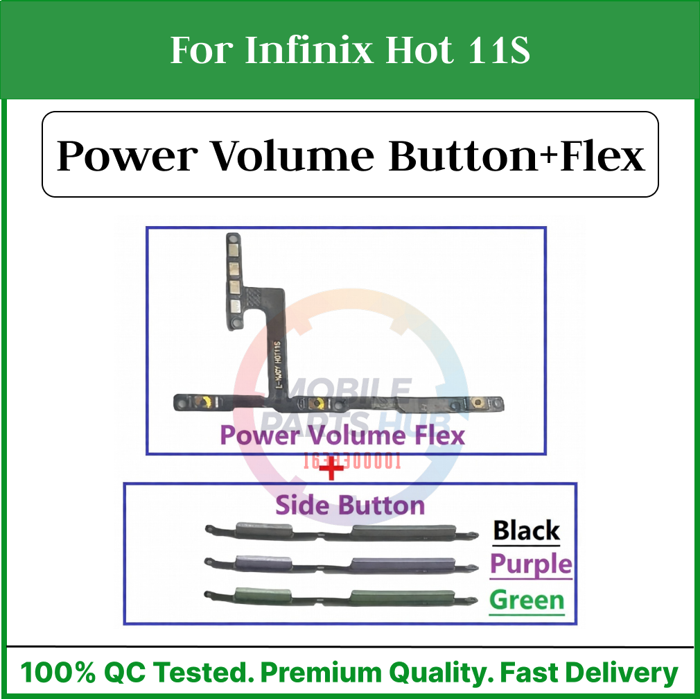 Infinix Hot 11S  Power on / off Switch Button Side Volume Up Down Buttons +Flex Cable Replacement Parts Mobile Parts & Accessories Price in Bangladesh - Mobile.com.bd