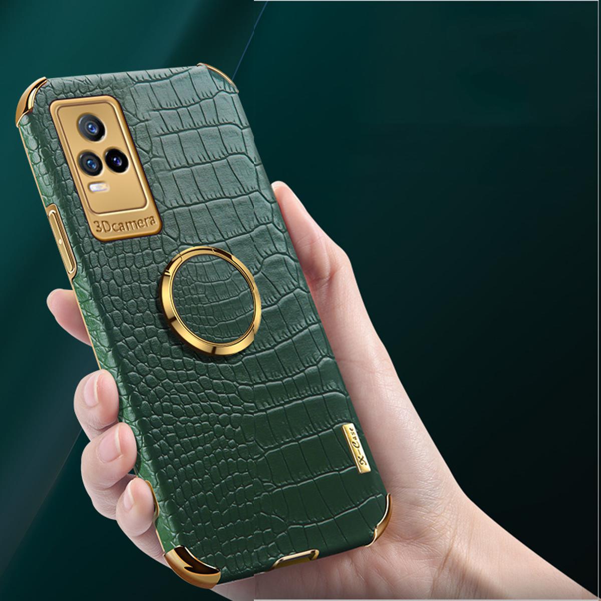 For VIVO Y73 case Crocodile Pattern Leather Back Cover cases Ring Stand Holder Cover VIVO Y73 Phone cover