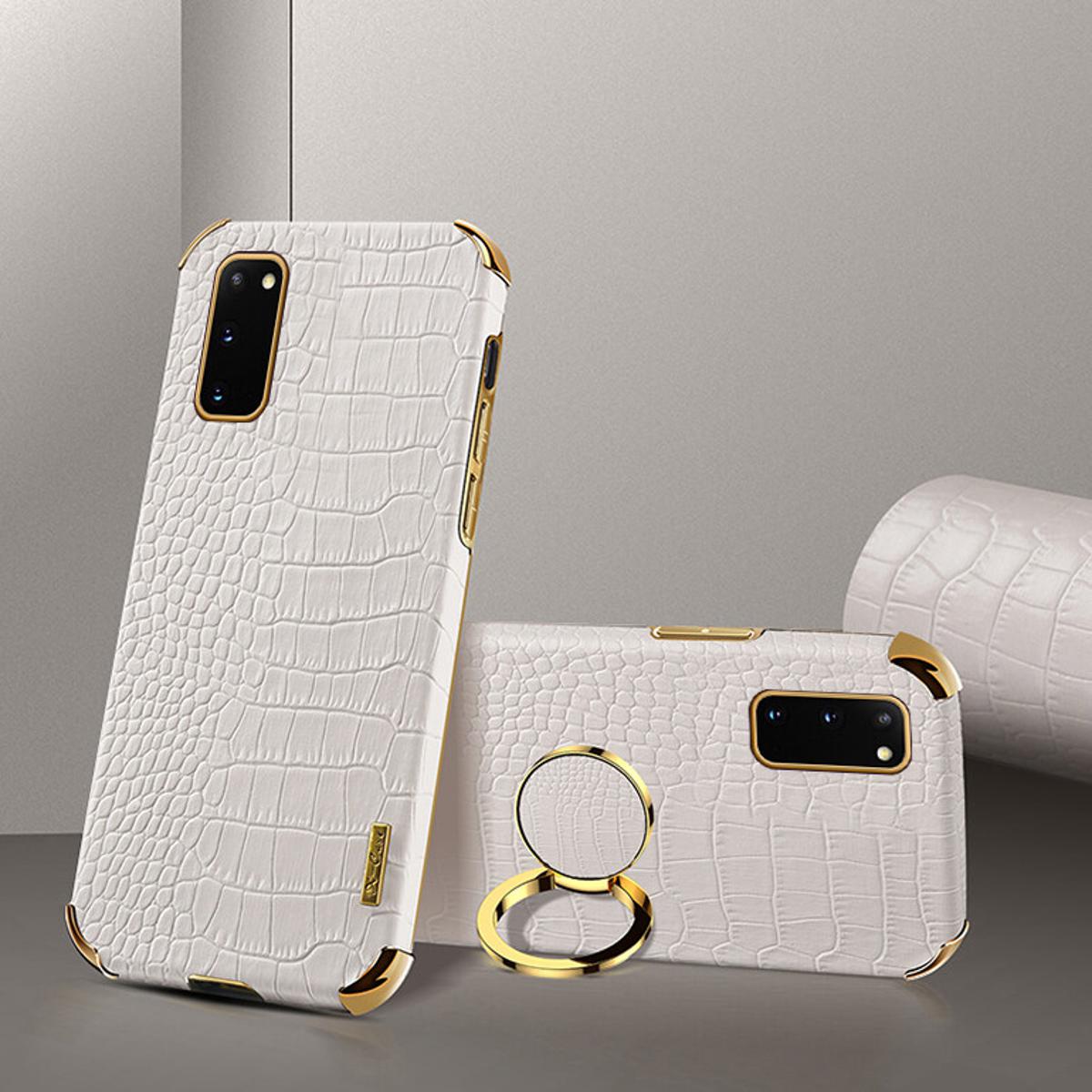 xprmy for Samsung Galaxy S20 FE / Galaxy S20 FE 5G Phone Case Crocodile Leather Texture Electroplated Frame Camera Protection Soft TPU Shockproof Full Protection Back Cover