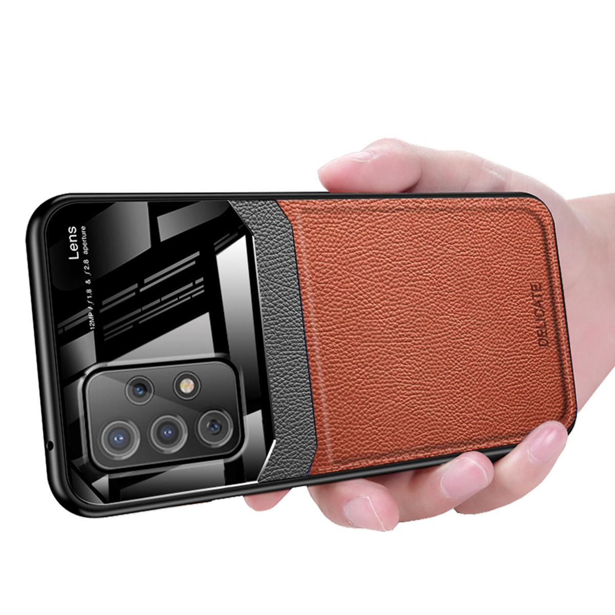 Case for Samsung Galaxy A72 5G leather mirror tempered glass shockproof phone back cover