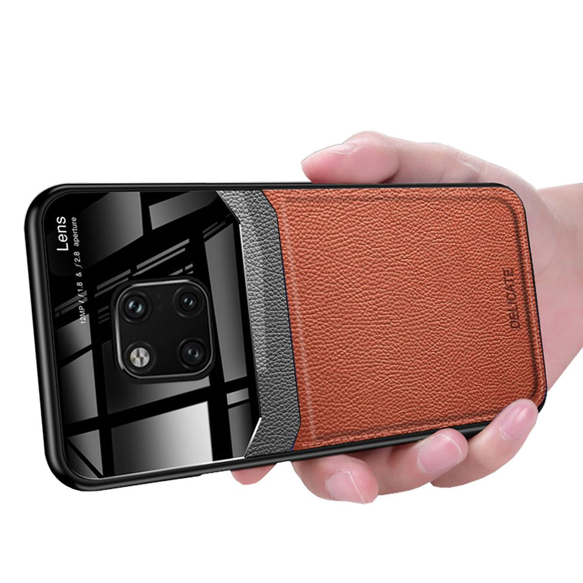 Case for Huawei Mate 20 pro leather mirror tempered glass shockproof phone back cover