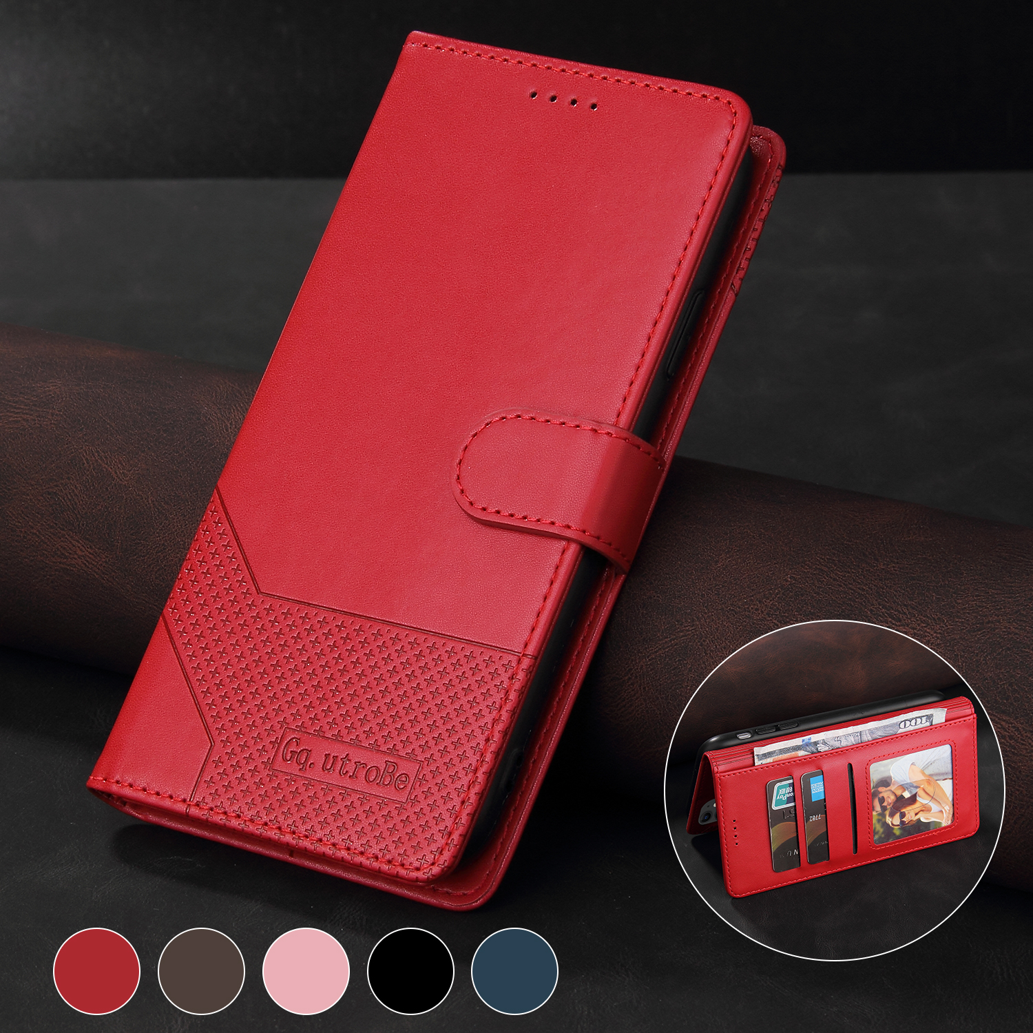 Business card slot Photo Frame leather case for Samsung Galaxy A52 / Samsung Galaxy a52s 5G flip stand card phone