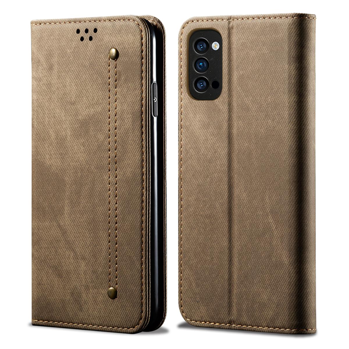Luxury R slim leather flip cover for Oppo Reno 4 case wallet card stand magnetic book cover