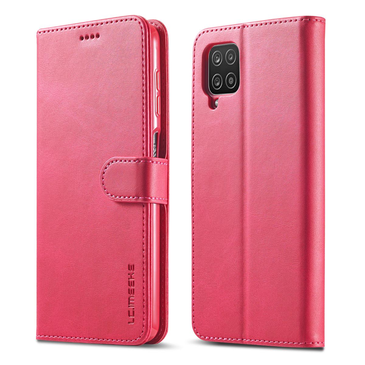 【Lejia】Samsung A12 5G phone case PU leather magnetic card holder case shockproof TPU flip stand cover