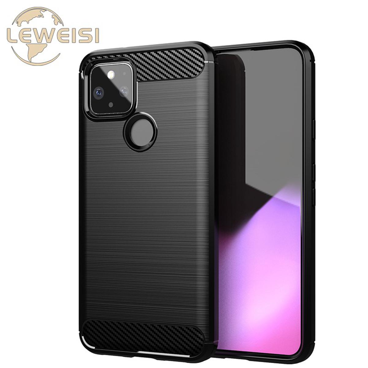 Leweisi carbon fiber bumper phone case for pixel 5 back cover coque shockproof