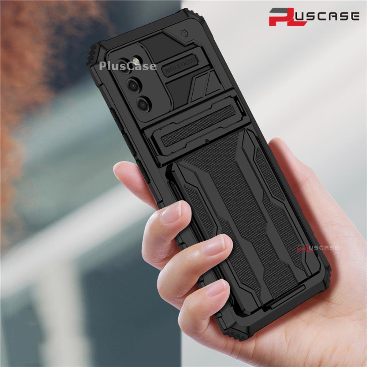 Pluscase for Samsung Galaxy a02s case Holder card slot lens protective shell pin shockproof back cover