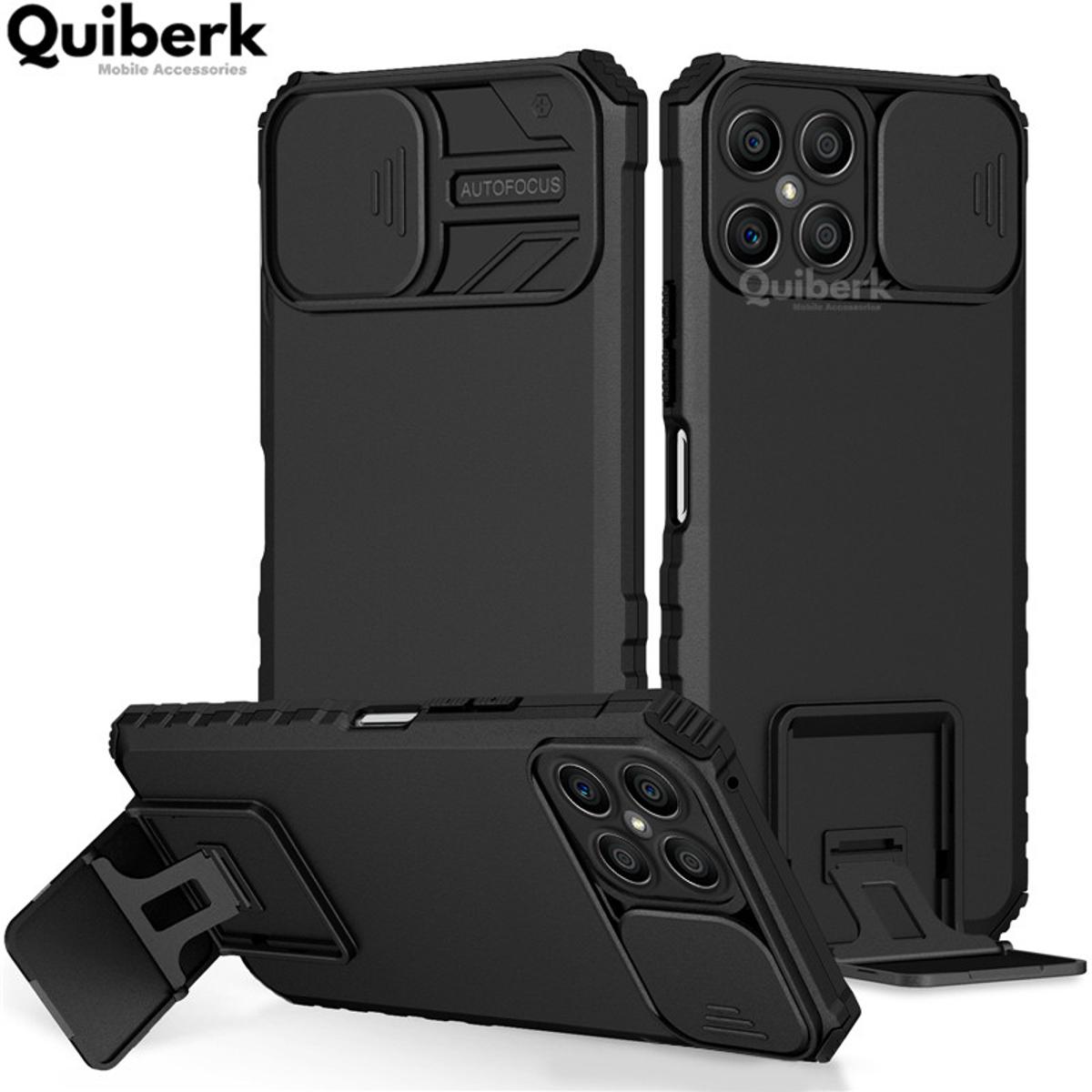 Quiberk for honor x8 4G phone case cover camera slide kickstand hard armor shockproof back cover