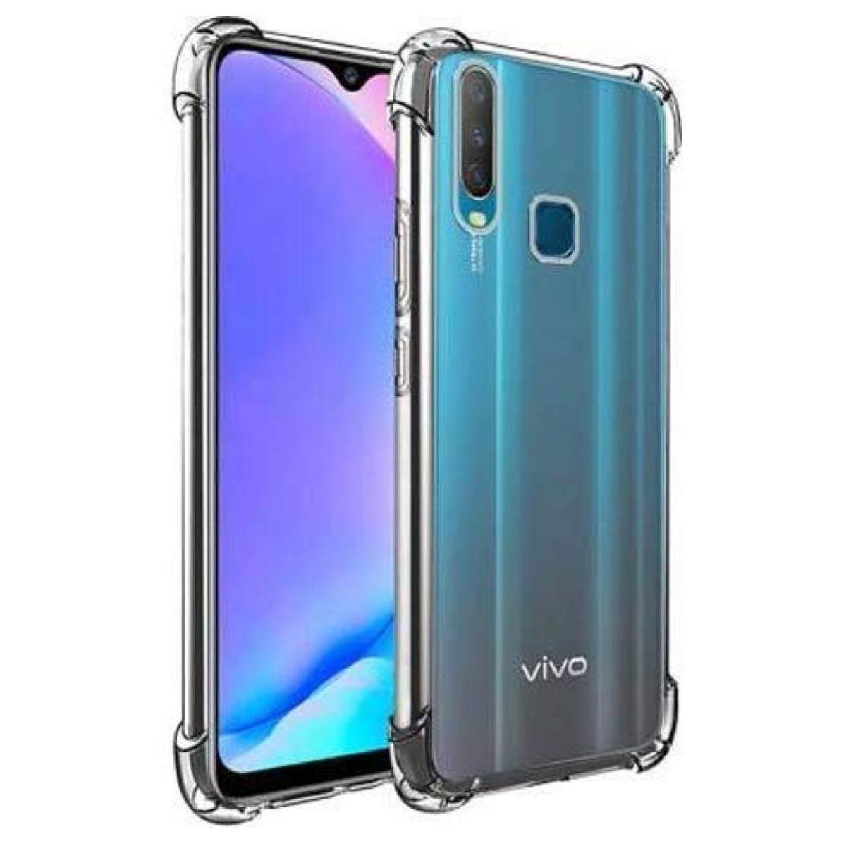 For Vivo Y12 Transparent 6D Crystal silicone Bumper case antiShock corner Clear back cover (Back Case Cover For Smartphone)