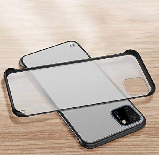 A rtistque Frameless case for Realme C11 Slim Translucent Matte Texture Design Hard PC Back Cover Shock Bumper Corners - Black