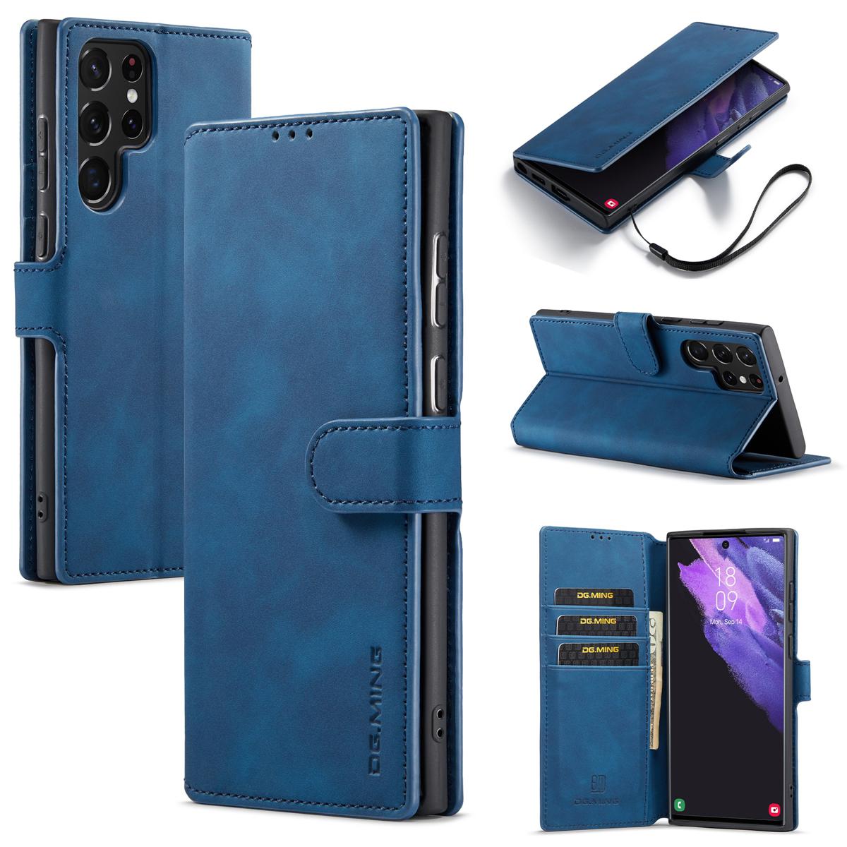 （COD)For Samsung Galaxy S22 Ultra DG.MING Retro Oil Side Horizontal Flip Leather Case with Holder y Card Slots y Wallet