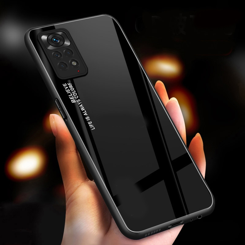 For Xiaomi Redmi Note 11S / Redmi Note 11 4G Global Version Case Gradient Phone Back Hard Glass Cover - Phone - Camera