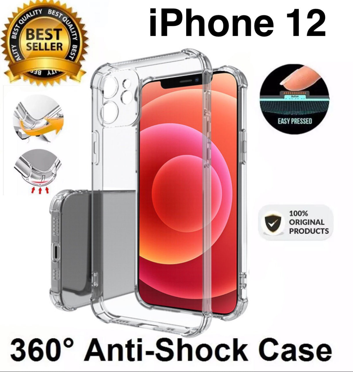iPhone 12 Premium Silicone Case Crystal Clear Soft TPU Ultra-Thin Transparent Flexible Protective Mobile Phone Back Cover