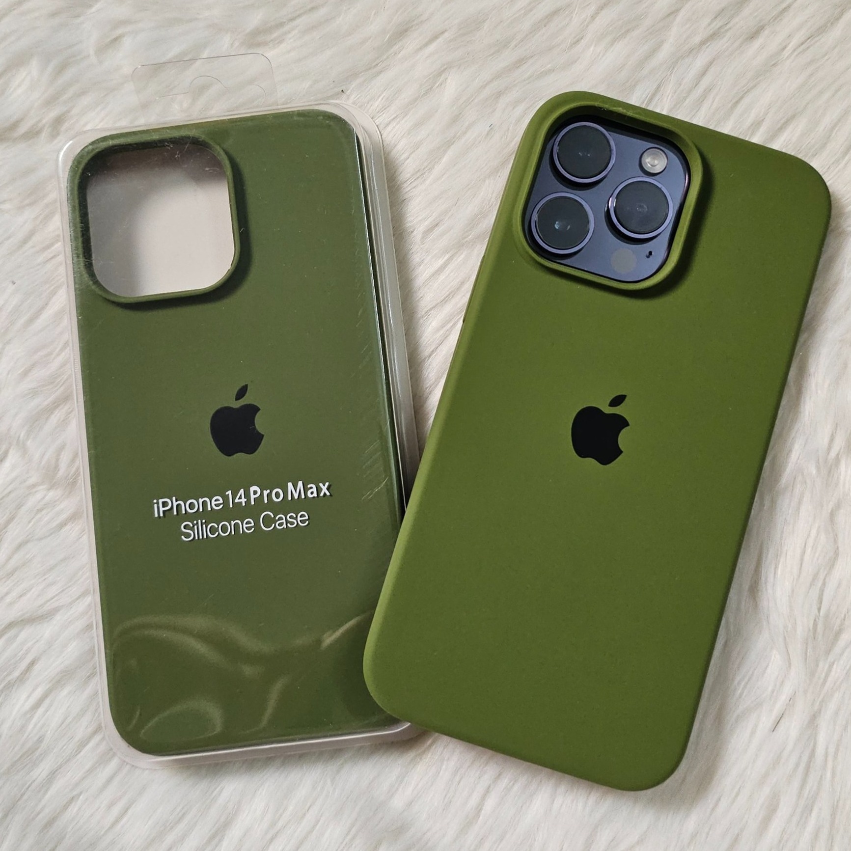 For Apple iPhone 14 / iPhone 14 Plus / iPhone 14 Pro / iPhone 14 Pro Max Luxury Silicone Protect Back Cover Soft Case - Camera (Olive Colour)