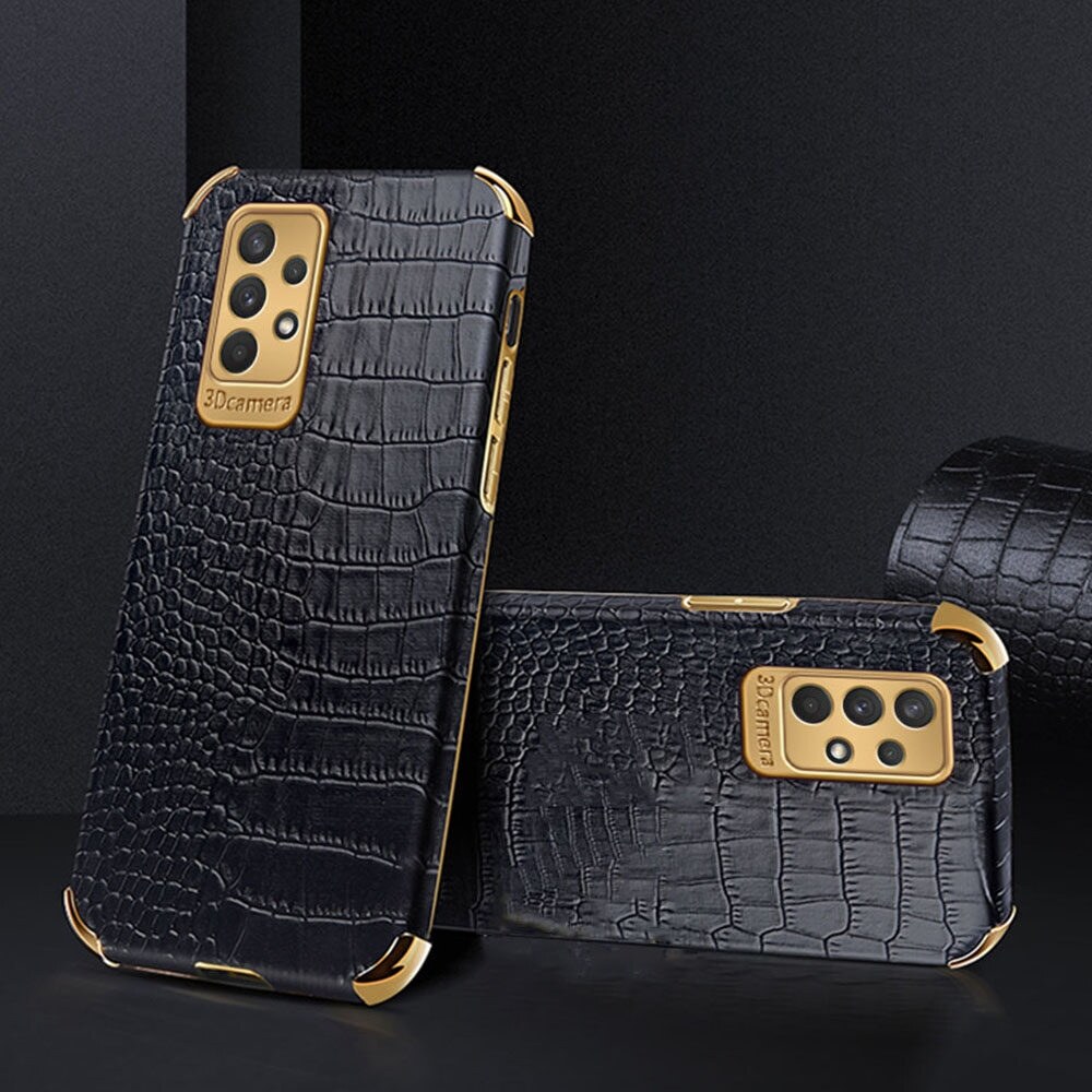 【Lejia】lthmy for Samsung Galaxy A73 5G Case Leather Crocodile Pattern Plating Soft TPU Shockproof Anti-scratch Corners 360 Protection Back Cover