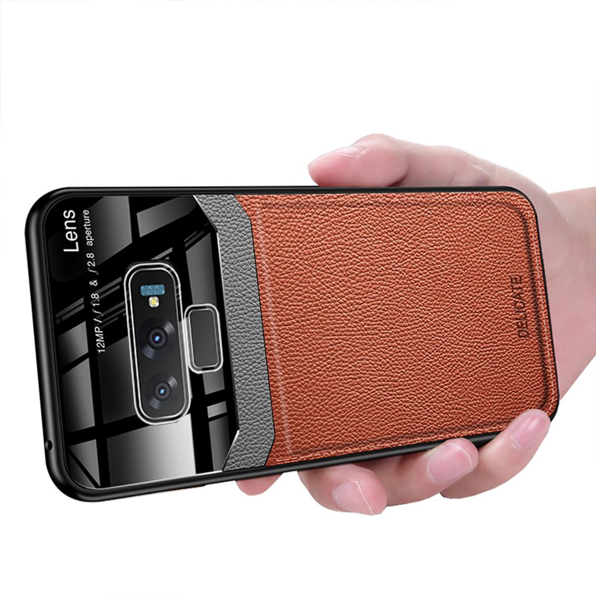 Case for Samsung Galaxy Note 9 leather mirror tempered glass shockproof phone back cover