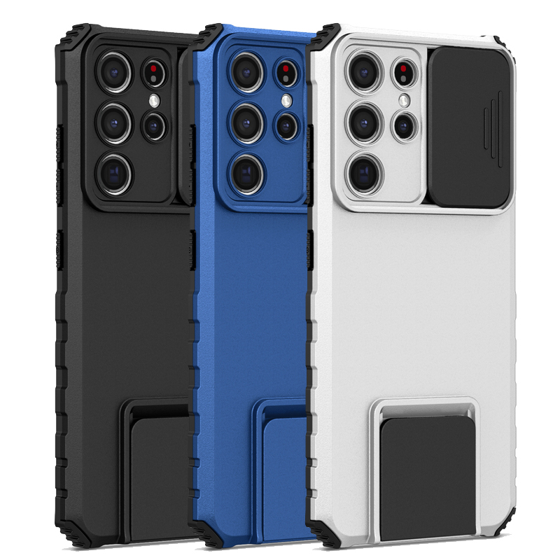 For Samsung Galaxy S21 ultra-thin hard case sliding lens protective leg back cover