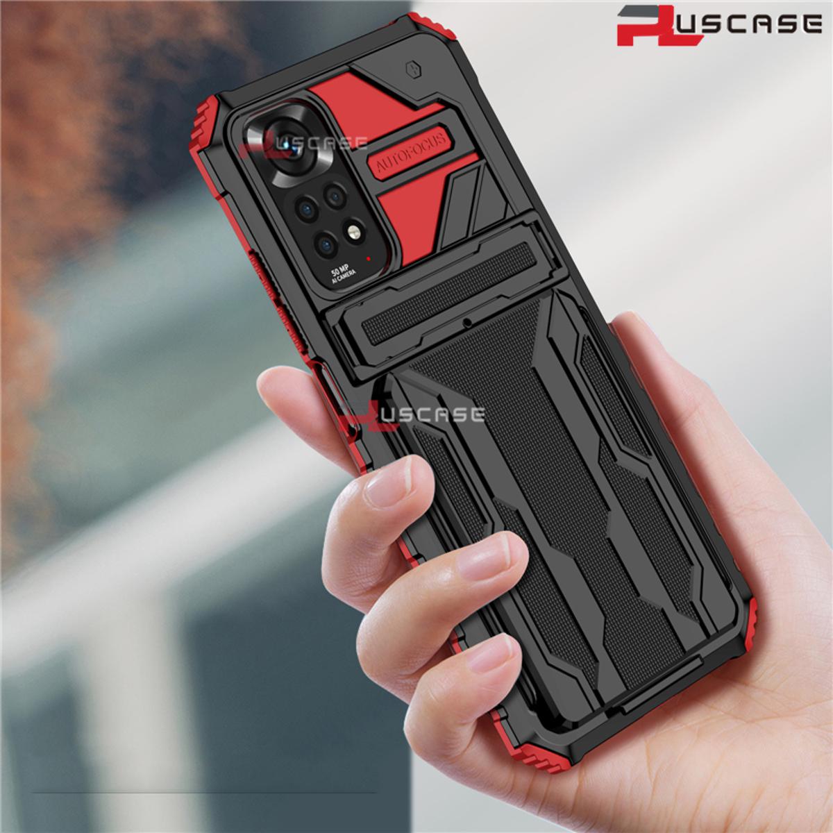 Pluscase for Xiaomi Redmi Note 11/11 S 4G card holder case slot lens protective sleeve pin shockproof back cover