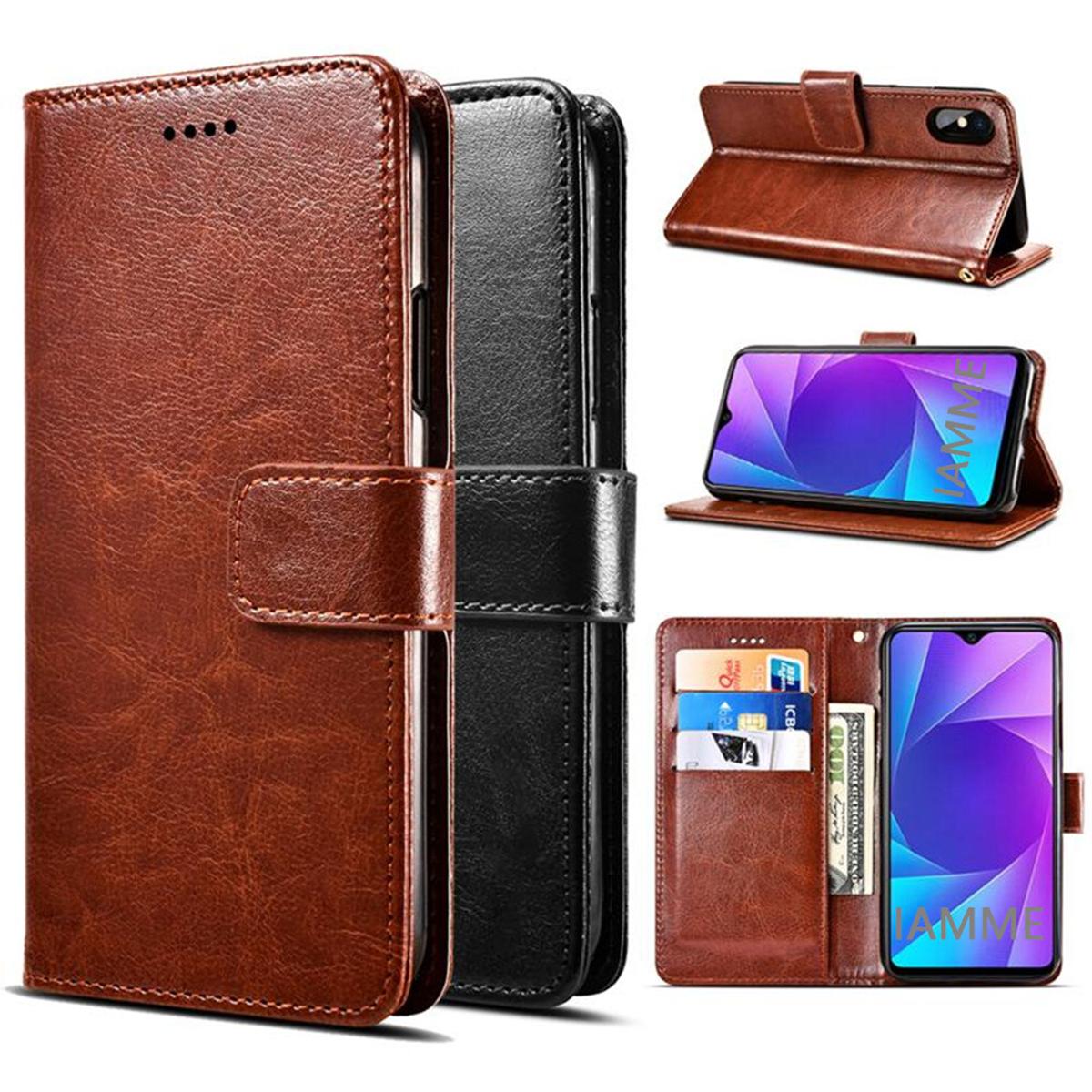 Maitus for Vivo Y95 Y93 y91i Y91 flip cover premium PU leather magnetic wallet stand cover case with card holder and wristband