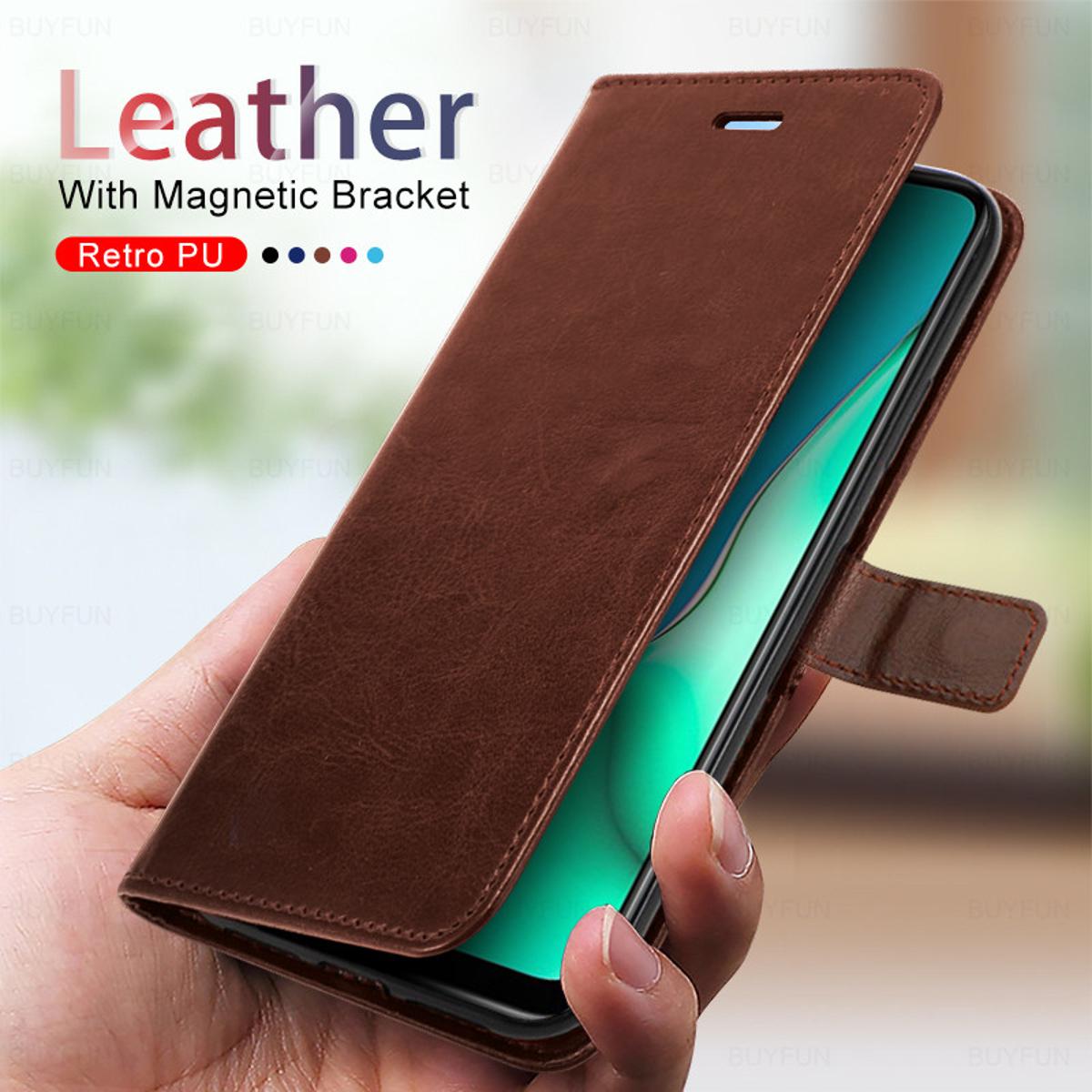 For Oppo A9 2020 Crazy Horse style leather shell wallet flip magnetic cover phone case mobile phone leather case anti-security and impact resistance