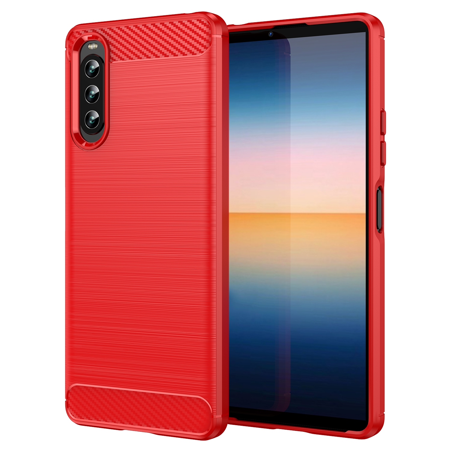 For Sony Xperia 10 IV Brushed Texture Carbon Fiber TPU Phone Case