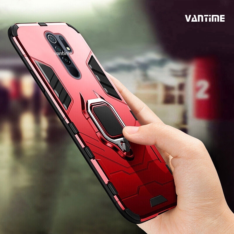 Vantime for Redmi 9 case hard shockproof back stand Holder