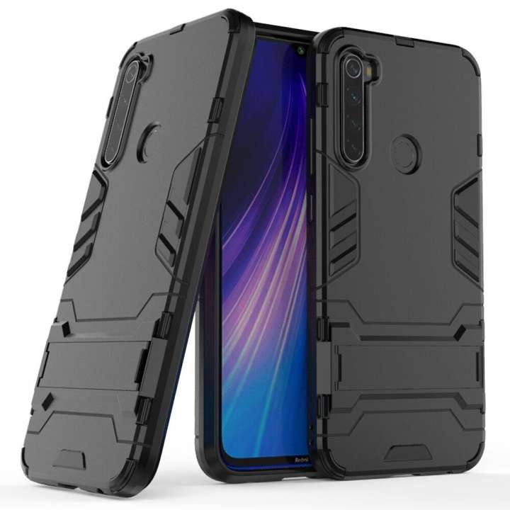 For Xiaomi Redmi Note 8 - iRonman Armor Kickstand Back Phone Case Cover Casing Black