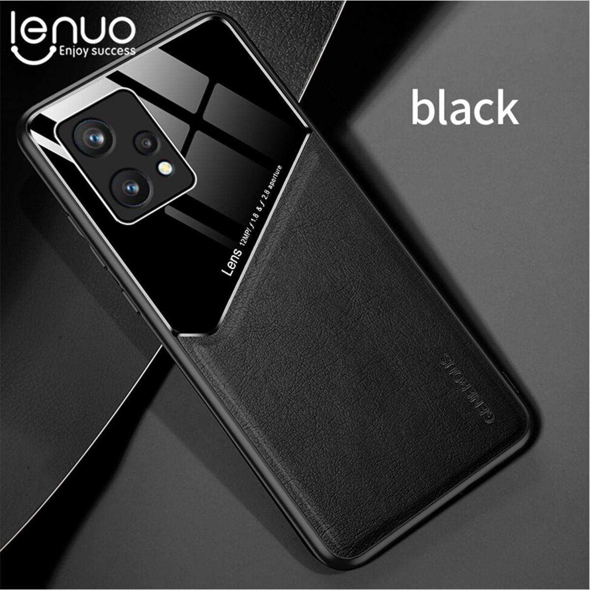 Lenuo for realme 9 pro leather case texture car magnetic Holder back cover soft silicon shockproof frame coque casing