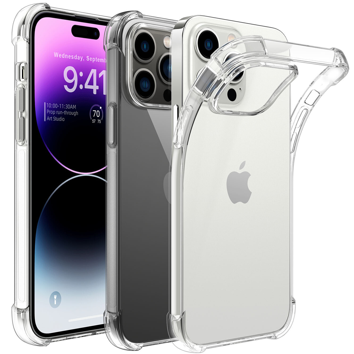For Apple iPhone  12 Pro Max / 13 Pro Max / 14 / 14 Plus / 14 Pro / 14 Pro Max / 15 / 15 Plus / 15 Pro / 15 Pro Max / 16 / 16 Plus / 16 Pro / 16 Pro Max / 17 / 17 Air / 17 Pro / 17 Pro Max Luxury Transparent Silicone Protect Back Cover Soft Case