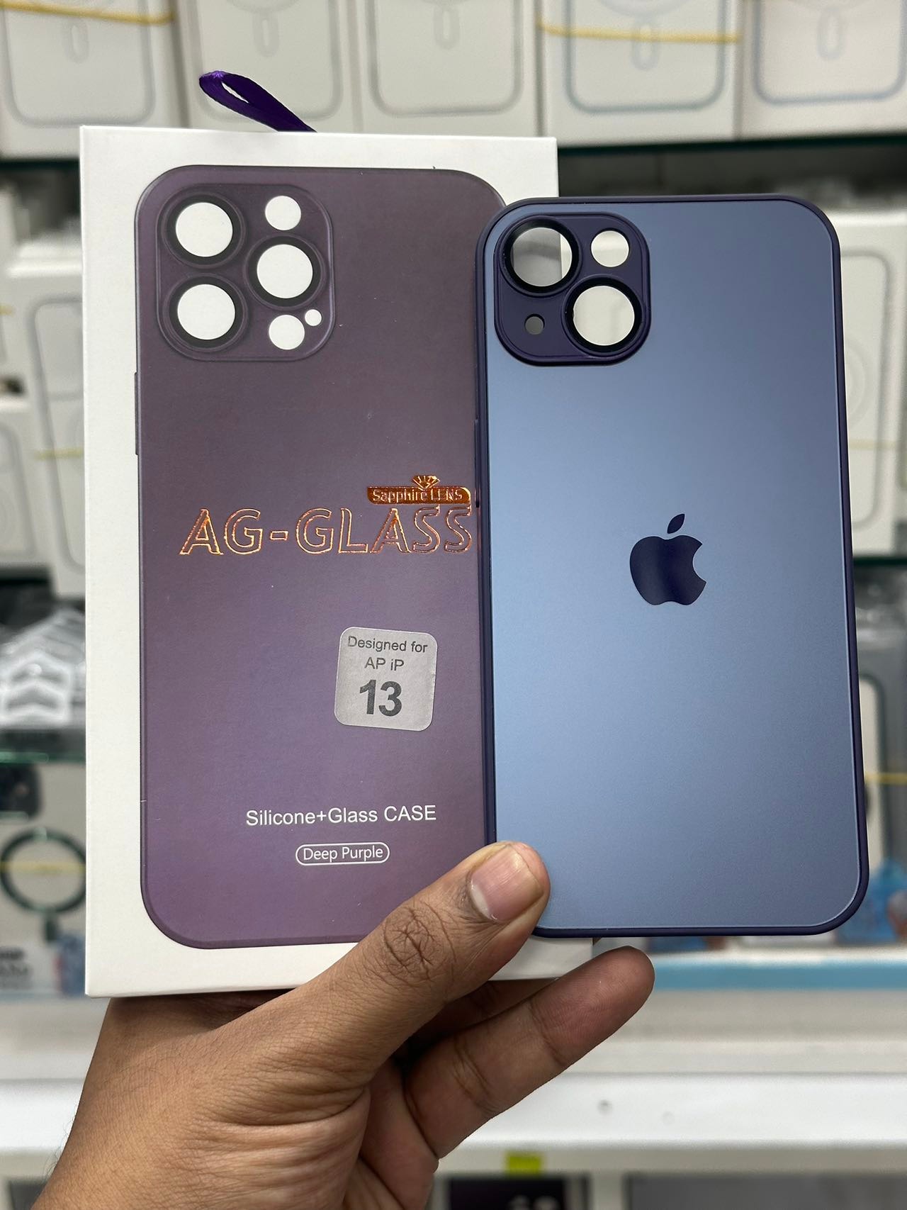For iPhone 13 Shining Shockproof AG Glass Case with Camera Lens Film Anti-Fingerprint Anti-Friction Protection