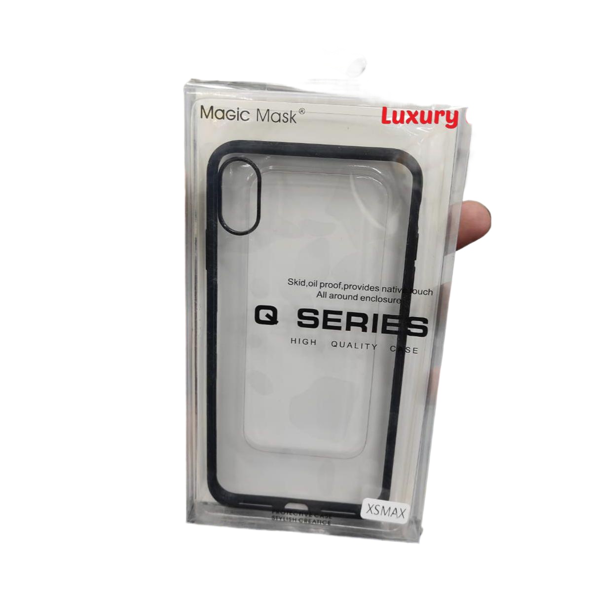 Skid Oil Proof Cases For Iphone Xs Max Luxury Q Series Clear Transparent Camera Protective Stylish Carbon Phone Cases Back Covers (Back Case Cover For Smartphone)