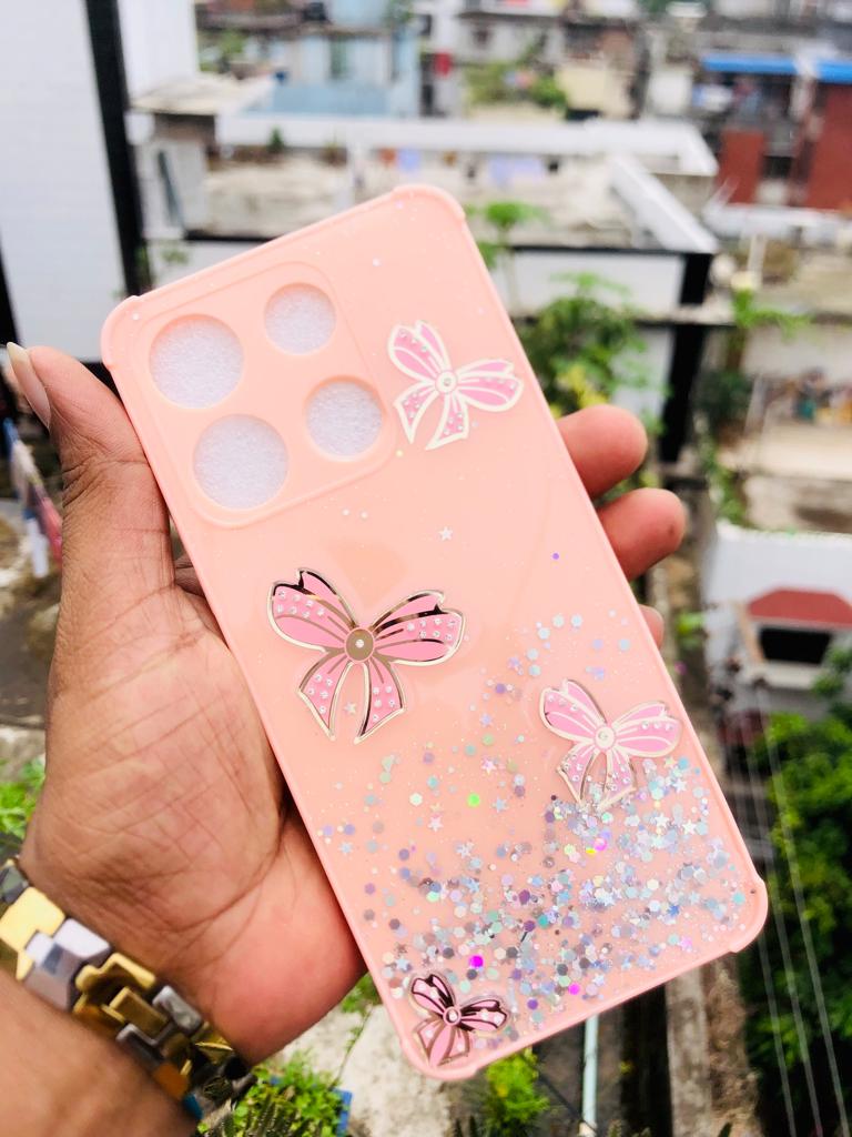For Itel A60 New Ladies With Stone Butterfly & Glitter Ladies phone Cover For Itel A60 Back case