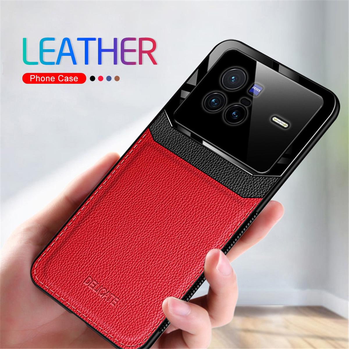 Revolxtoo for Vivo X80 soft case luxury protective back leather case for vivo x 80 acrylic leather back cover silicone shockproof silm cover