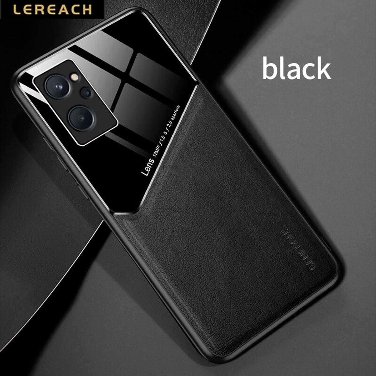 Lereach for realme 9i case leather car magnetic silicone frame shockproof cover