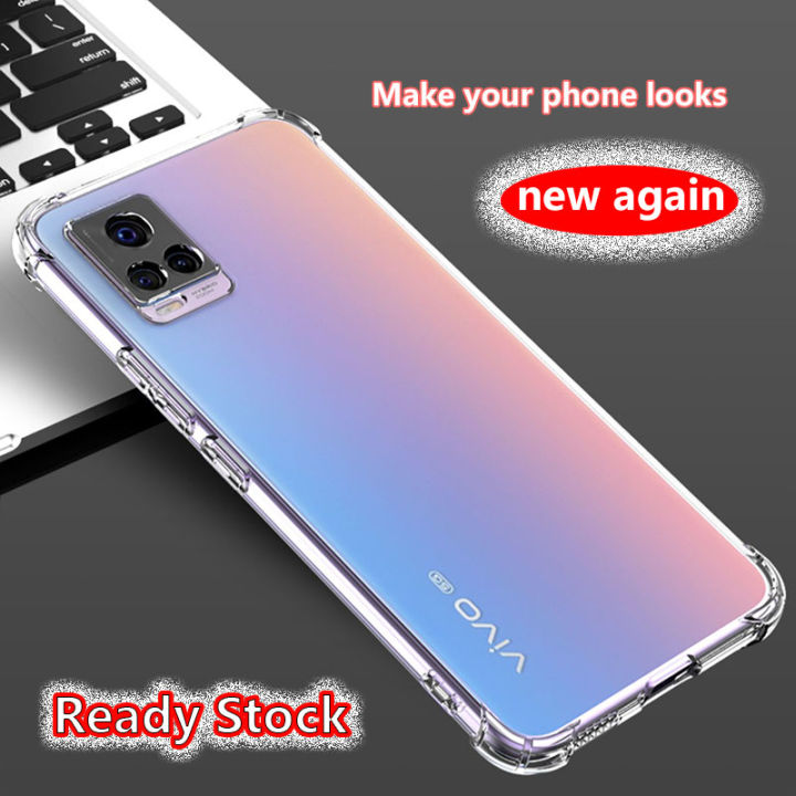 For vivo V20 Pro Shock-Resistant Flexible TPU Camera Protection Rubber Soft Silicone Anti Dropping Phone Cover
