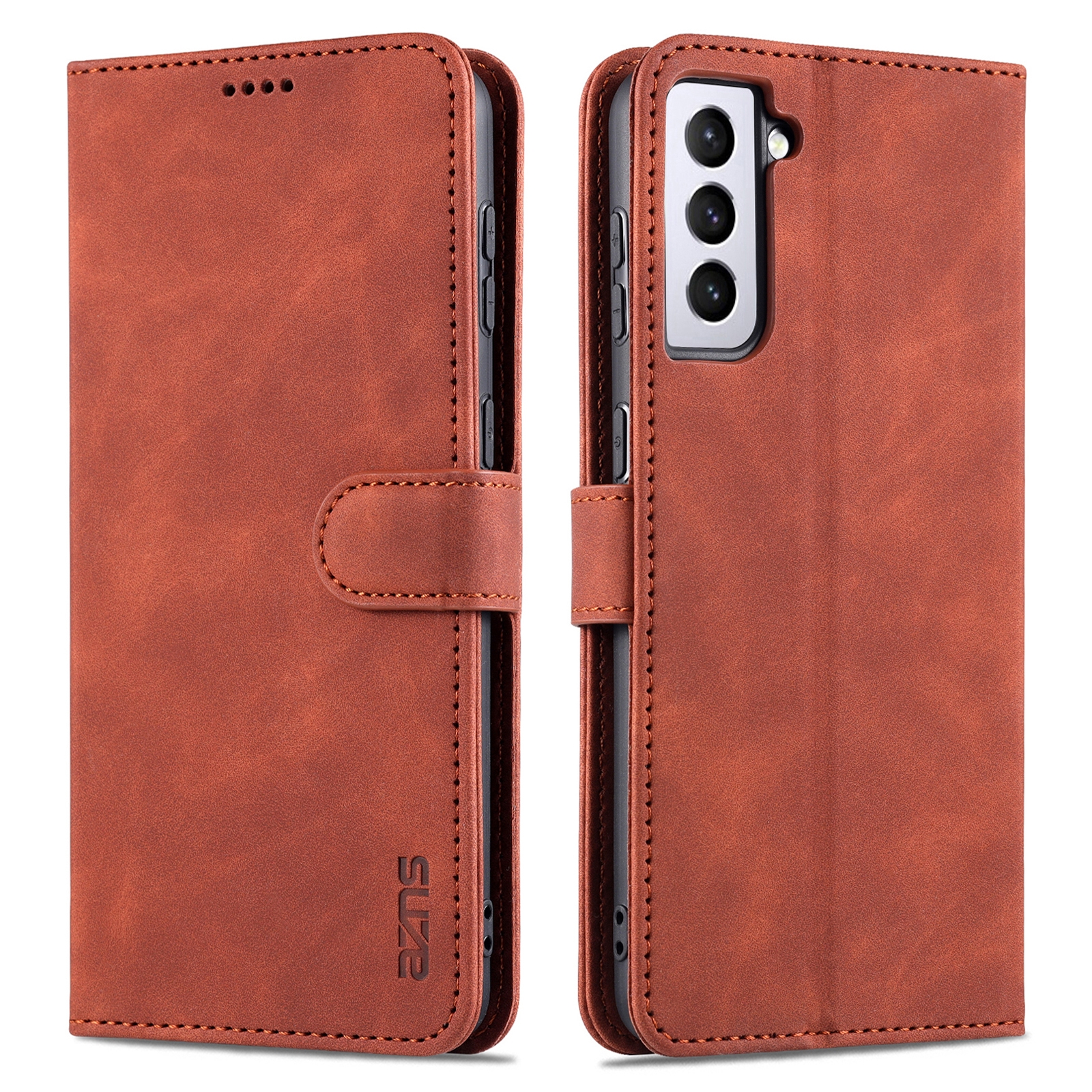 (New)For Samsung Galaxy S21 FE 5G AZNS Skin Feel Calf Texture Horizontal Flip Leather Case with Card Slots & Holder & Wallet