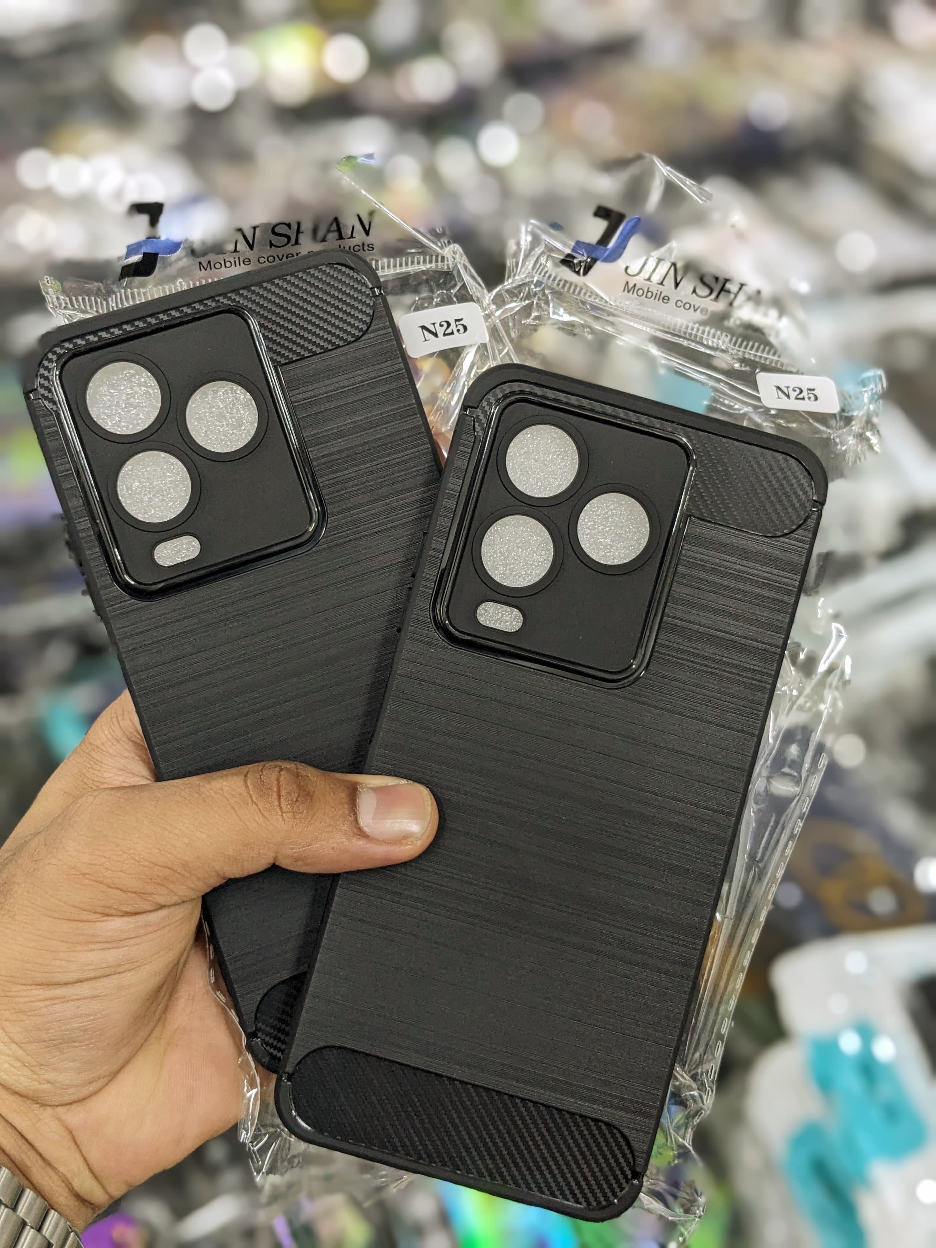 Walton Nexg N25 Back Cover Premium Silicone Soft Case With Carbon Fiber Texture