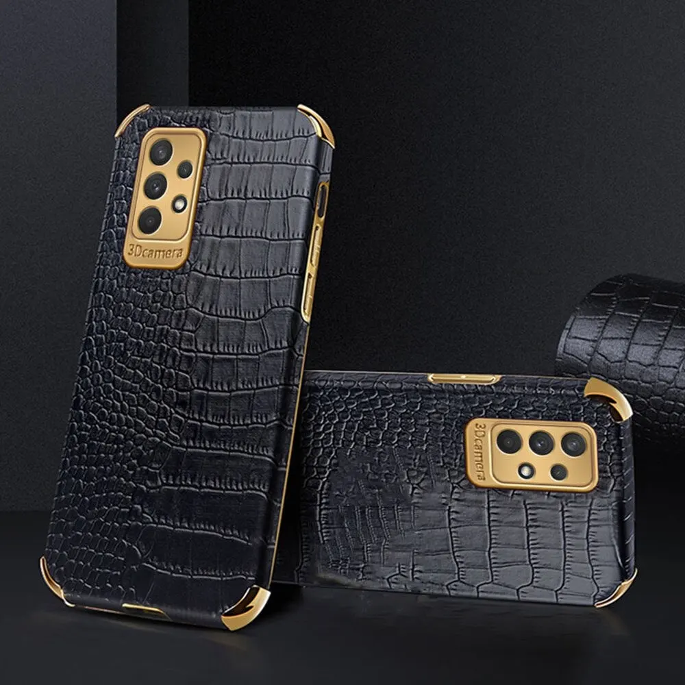 Xprmy for Vivo Y21 Phone Case Crocodile Leather Texture Electroplated Frame