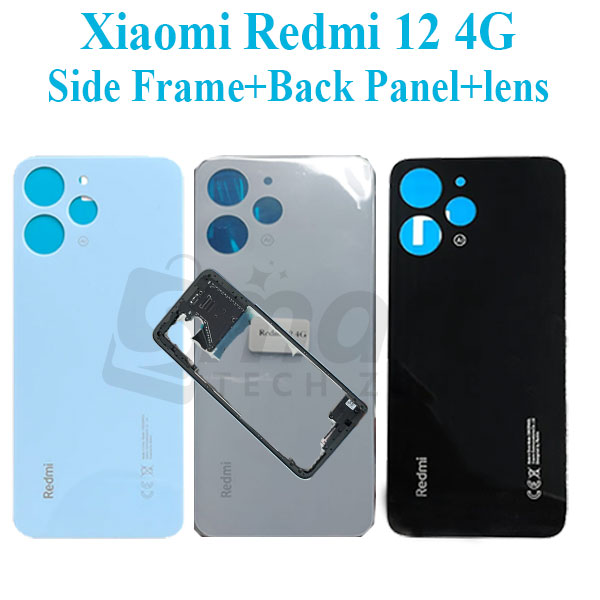 Xiaomi Redmi 12 4G Side Frame + Back Panel Housing + Camera Glass Back Shell