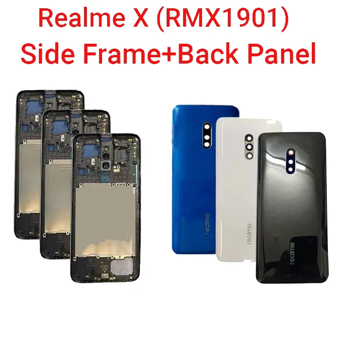 Realme X RMX1901 Side Frame + Back Panel Housing + Camera Glass Back Shell Replacement Parts Price in Bangladesh - Mobile.com.bd