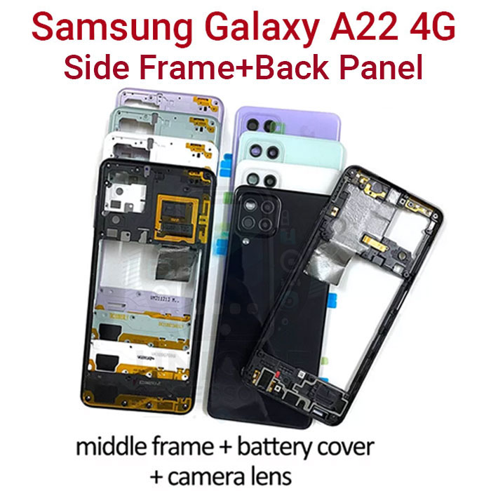 Samsung Galaxy A22 4G Side Frame + Back Panel Housing + Camera Glass Back Shell