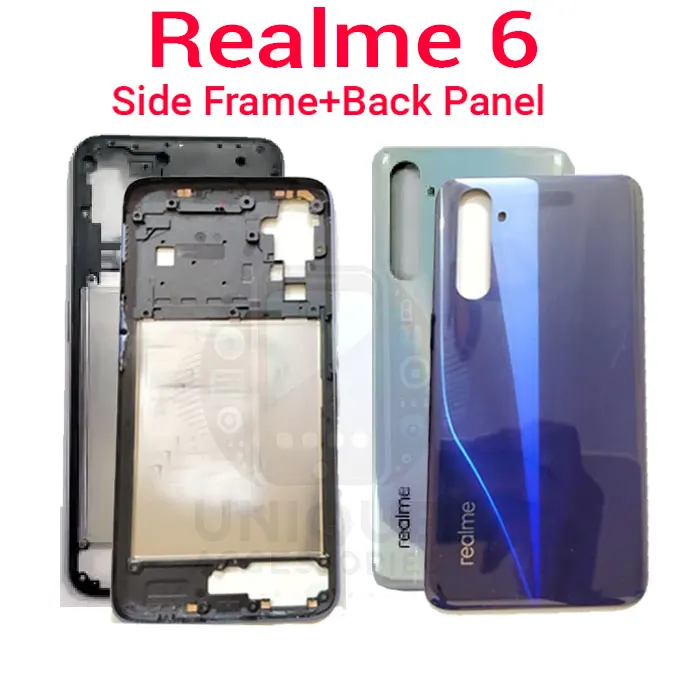 Realme 6 Side Frame + Back Panel Housing + Camera Glass Back Shell Replacement Spare Replacement Parts Price in Bangladesh - Mobile.com.bd