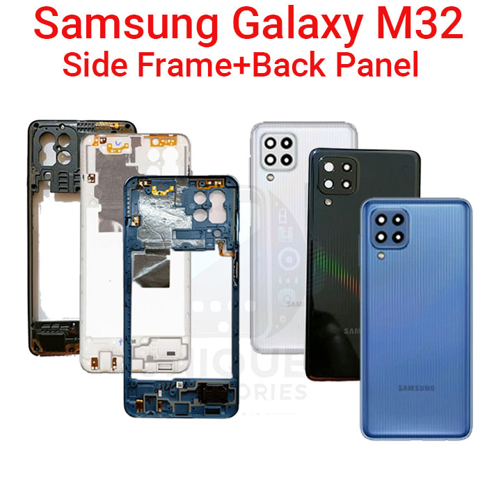 Samsung Galaxy M32 Side Frame + Back Panel Housing + Camera Glass Back Shell