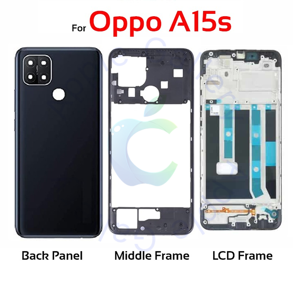 Full Body Housing For Oppo A15/A15s Front LCD Frame Panel, Middle Bezel Frame and